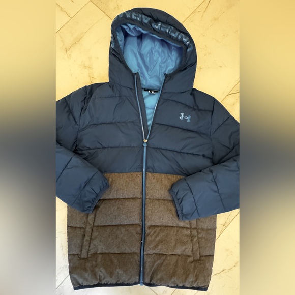 Under Armour Boys Puffy Blue and Gray Jacket. Size YXL - Picture 1 of 3